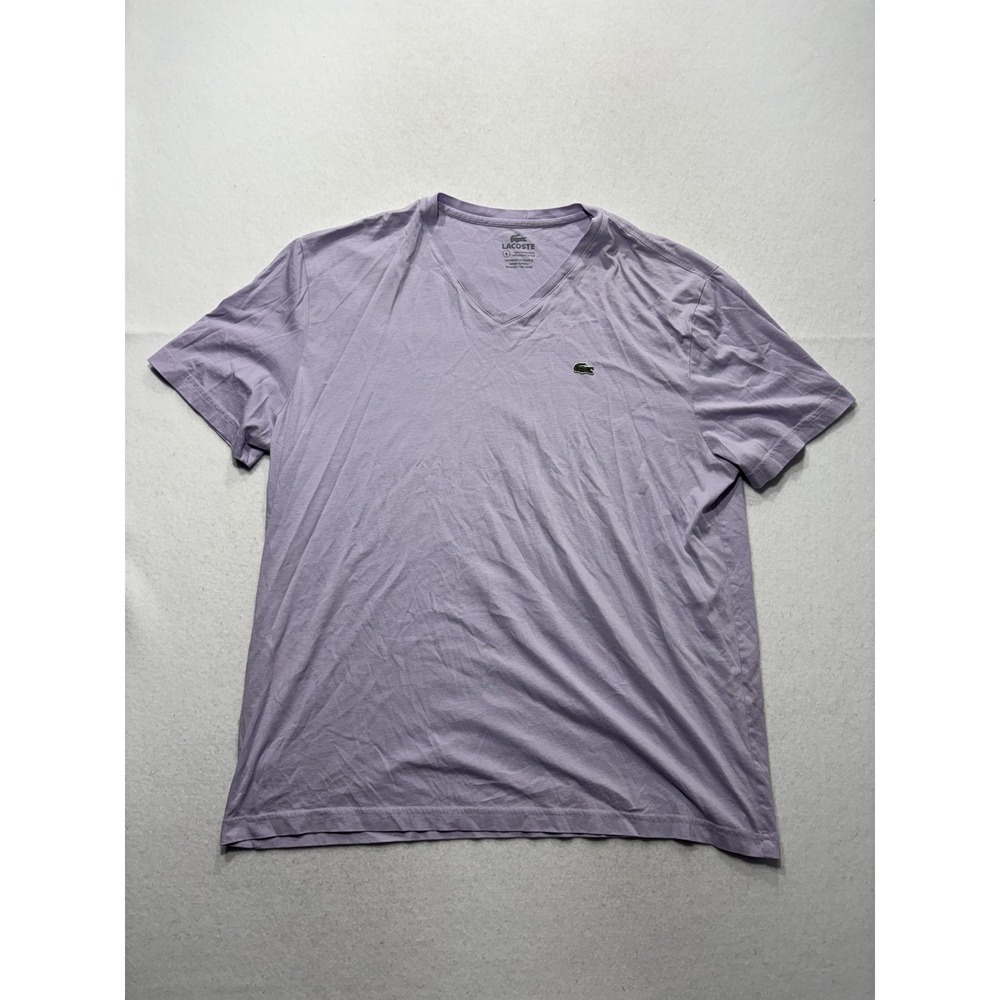 Lacoste Shirt Mens 3XL Purple Pima Cotton V Neck Short Sleeve Logo Tee Casual